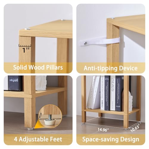 YUFAM 5 Tier Tall Narrow Bookshelf, Skinny Bookcase, Wooden Shelf, Natural | 54'' Tall Thin Book Shelf, Skinny Book Shelf for Modern Narrow Industrial Shelf fits Living Room, Office, Bedroom, Kitchen - color: Natural, size: 5-Tier