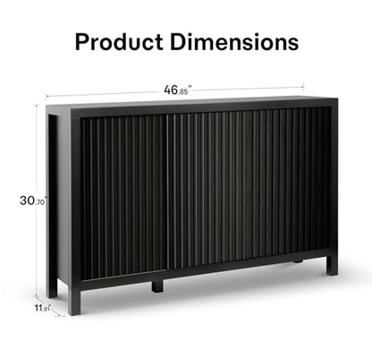 ZYBT Fluted Sideboard Buffet Cabinet with Storage, Modern Credenza Buffet Sideboards Bar Cabinet Console Table with Adjustable Shelves Slide Door for Living Room Hallway Kitchen Entryway (Black) - style: 3Door Black