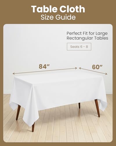 Utopia Kitchen Rectangle Table Cloth 1 Pack [60x84 Inches, White] | Tablecloth Machine Washable, Polyester Table Cover for Dining, Buffet Parties, Picnics, Events, Weddings and Restaurants - color: White, size: 1 Pack 60x84 Inch Tablecloth