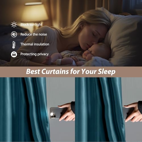 Room Divider Curtains with Ceiling Curtain Track Set Window Curtain for Bedroom,Living Room Total Blackout Thermal Insulated Privacy Ceiling Track Curtain W 9 × H 9 FT Azure Blue drape&Black track - color: Azure Blue, size: 108"W x 108"L (Pack of 1)