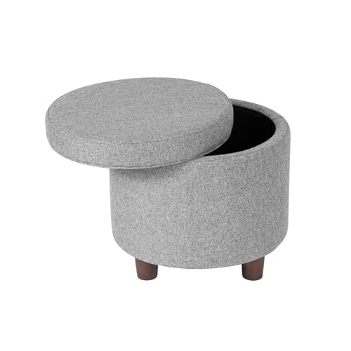 HomePop 19" Round Storage Ottoman - Light Gray Tweed - color: Light Gray