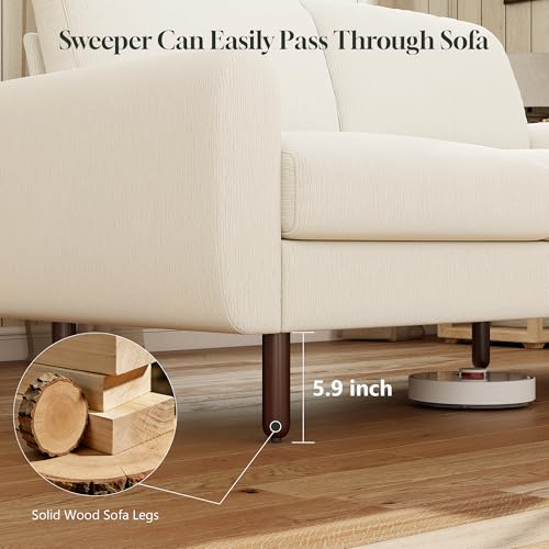 68" Loveseat Sofa, Comfy Chenille Fabric Couches for Living Room with Spring Cushion and Solid Wood Frame, Modern Deep Seat Couch for Bedroom, Apartment, Office, Easy Assembly, Beige - color: Beige