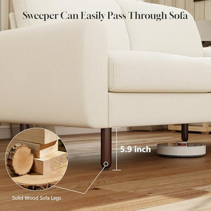 68" Loveseat Sofa, Comfy Chenille Fabric Couches for Living Room with Spring Cushion and Solid Wood Frame, Modern Deep Seat Couch for Bedroom, Apartment, Office, Easy Assembly, Beige - color: Beige