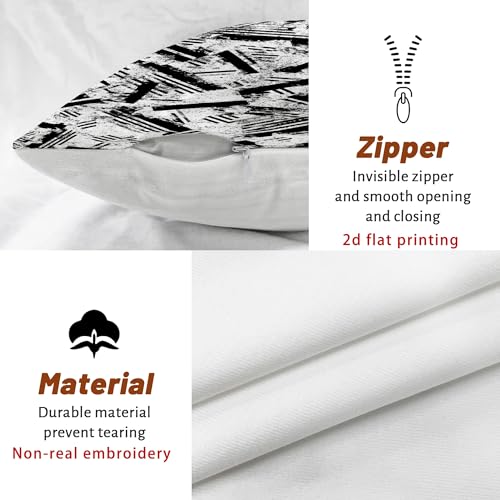 Stripes Throw Pillow Covers Set of 2, Modern Abstract Brush Patterns Texture None Black Soft Velvet Washable Square Pillow Cases for Living Room Bedroom Loft Office Car Decor 22x22 Inch - size: 22" x 22" (Pack of 2)