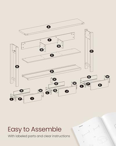 VASAGLE LIRY Collection 좁은 콘솔 테이블, 서랍 3개, 브라운 | 보관 선반이 있는 소파 테이블, 금속 모서리, 농가 스타일, ULNT142KB02S - color: 허니 브라운., size: 9.4"D x 47.2"W x 30"H