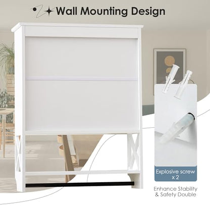 Bathroom Wall Cabinet, 25"x19" Farmhouse Wall Mounted Medicine Cabinet with 2 Raised Panel Doors, Adjustable Shelf & Towel Bar–Over Toilet Storage Organizer for Laundry Room, Entryway or Small Spaces - size: 7.09"D x 25"W x 19.29"H