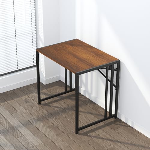 Lutown-Teen 32 inch Folding Small Desk, Mahogany | Writing Gaming Computer Camping Desk for Small Spaces, No Assembly Required Home Office Desk - color: Mahogany, size: 32 Inch