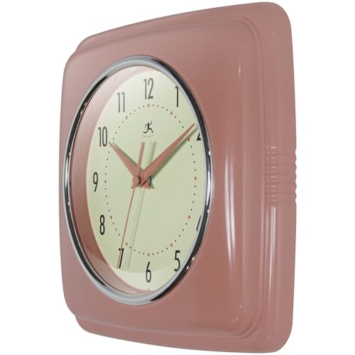 Infinity Instruments Square Retro Wall Clock, Terracotta, 9.25" - color: Terracotta