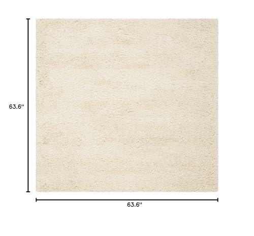 SAFAVIEH California Shag Collection Area Rug - 5'3" Square, Ivory, Non-Shedding & Easy to Clean, Ultra Plush Thick Pile, Ideal for Living Room, Bedroom, Dining Space (SG151-1212) - color: Ivory, size: 5'3" x 5'3" (Square)