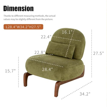 Upholstered Armless Accent Chair for Living Room, Modern Comfy Living Room Chairs with Wooden Legs & Pillows, Lounge Sofa Side Chair for Bedroom Reading (Olive Green, 1) - color: Olive Green