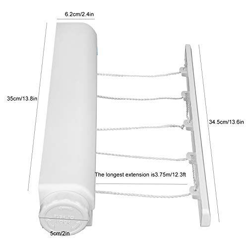 Joyzan Retractable Clothesline,Indoor Clothes Lines Adjustable 5 Line Dryer | Laundry Rope Wall Mounted Drying Hanging String Rack Portable Washing Wet Clothing Line Dry Outdoor Hotel Home Bathroom