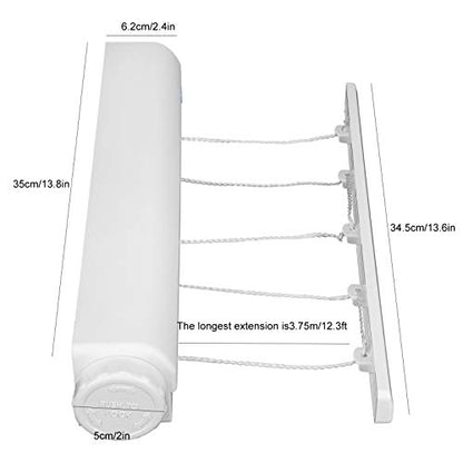 Joyzan Retractable Clothesline,Indoor Clothes Lines Adjustable 5 Line Dryer | Laundry Rope Wall Mounted Drying Hanging String Rack Portable Washing Wet Clothing Line Dry Outdoor Hotel Home Bathroom