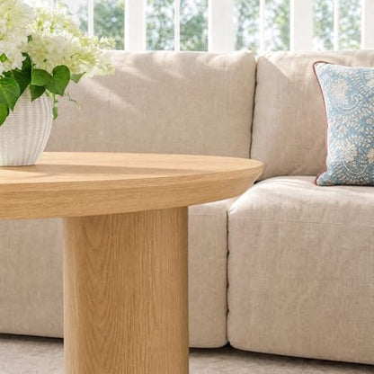 Nesting Coffee Table Set of 2, Wood Look, Round Side Tables | 1.2" Thick Top, Versatile Nesting Tables for Living Room, Apartment, or Office. Sturdy MDF, Space-saving Design - color: Natural Wood