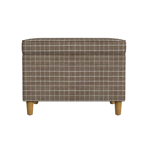Spatial Order 24" Dinah Collection Storage Ottoman - Brown Windowpane Fabric - color: Brown Windowpane Fabric