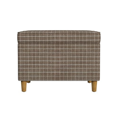 Spatial Order 24" Dinah Collection Storage Ottoman - Brown Windowpane Fabric - color: Brown Windowpane Fabric