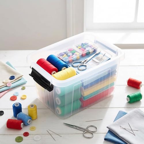 Small Plastic Storage Box, 6-Pack 3 Liter Storage Bins with Lid | Clear Organizer Containers for Pantry, Closet, Office, Crafts, Lightweight, Easy-Clean - size: 3 L