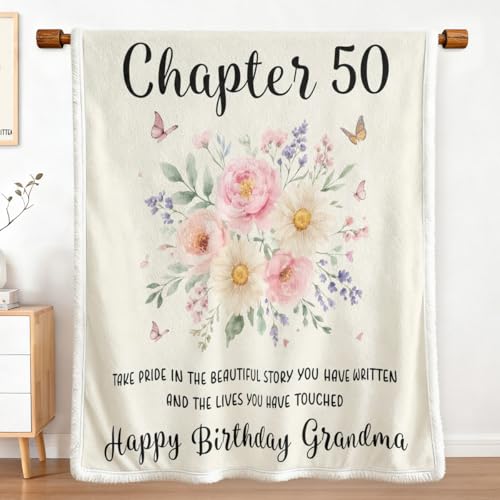 MILANKET Chapter Floral Sherpa Blanket Women 50th Blanket for Birthday | Sherpa; Soft; Chapter Floral Sherpa Blanket Women 50th; for; Birthday; Gift; Elegant; Cozy; Throw; Fuzzy; Couch; Sofa - color: Fl0414618-mt-floral, size: Throw(50"x60")