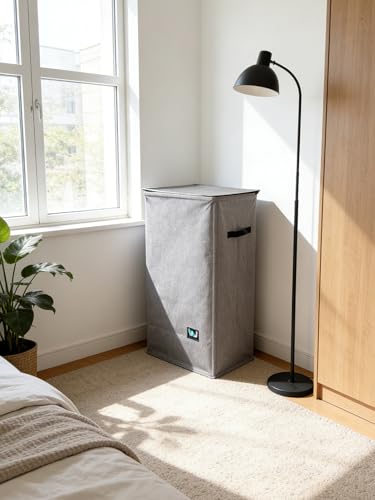 WTREE Laundry Hamper with Lid, Reinforced Sturdy Clothes Hamper with Anti-Puncture Base, Large Collapsible Laundry Basket with Removable Liner Bag, Tall Dirty Clothes Bin for Family, 100L Grey - color: Grey