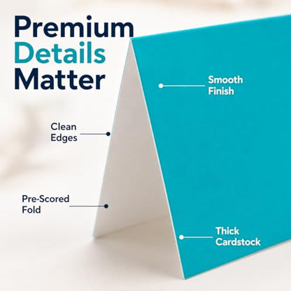 Andaz Press Table Tent Printable Place Cards, Aqua 20-Pack Seat Placement Cards Blank Place Cards Table Settings Name Cards for Baby Bridal Wedding Shower School Graduation Food Cards Blue Place Cards - color: Aqua