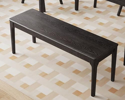 Dining Bench, Wood Bench Solid Oak Wooden Bench Indoor Dining Room Table Home Bedroom Bed End Restaurant Modern Hallway Furniture (Black, 39.4" W x 13.8" D x 17.7" H) - color: Black, size: 39.4" W x 13.8" D x 17.7" H