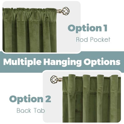BGment Sage Green Velvet Blackout Curtains 72 Inches Long for Bedroom, 52 x 72 Inch Velvet Curtains Super Soft Thermal Insulated Privacy Room Darkening Drapes with Back Tab and Rod Pocket, 2 Panels - color: Sage Green, size: 52"W x 72"L (Pack of 2)