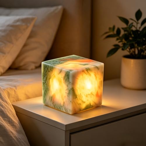 Marble Lamp Nature Marble Table Lamp Rechargeable Pat Light Cordless Night Light Touch Bedside Table Lamps for Bedroom Small Ambient Lamps for Home Decor Living Room Desk Decor (Colorful Jade) - color: Colorful Jade