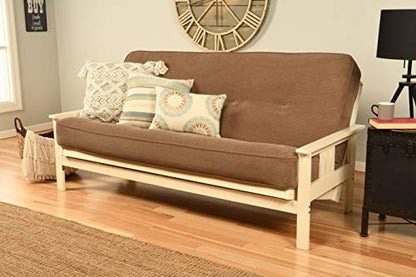 Kodiak Furniture Monterey Futon Set, No Drawers, with Antique White Base and Marmont Mocha Mattress - color: Marmont Mocha, size: No Drawers, style: Antique White Finish