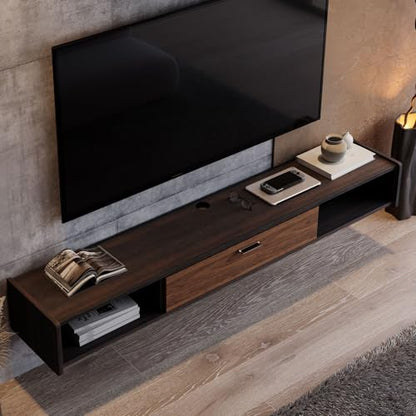 47'' Floating TV Stand,Wall Mounted TV Console,Walnut | Floating TV Cabinet, Under TV Shelf for Bedroom Living Room - color: Walnut, size: 47 IN