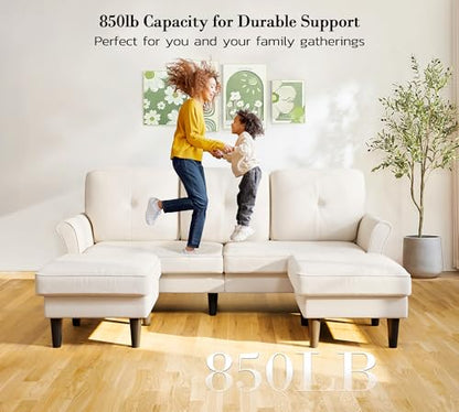 Small Sectional Couch, 83" U Shaped Couch, Modular Sectional Sofa, White | Comfy Velvet, Tool-Free Setup, 850 LBS Load Bearing, Movable Ottomans, Modern Couch, Sofas for Living Room, Bedroom Couch - color: White, size: 83" U Shape