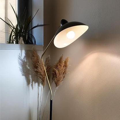 Brightech Swoop 69 in. Classic Black Industrial 1-Light Adjustable LED Floor Lamp with Black Metal Bowl Shade FL-SWP-BLK - color: Black