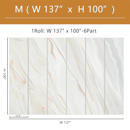 Brown and White Marble Wallpaper Mural Peel and Stick 137"x100" | Living Room Offices - color: ZZ-018, size: 137" x 100"