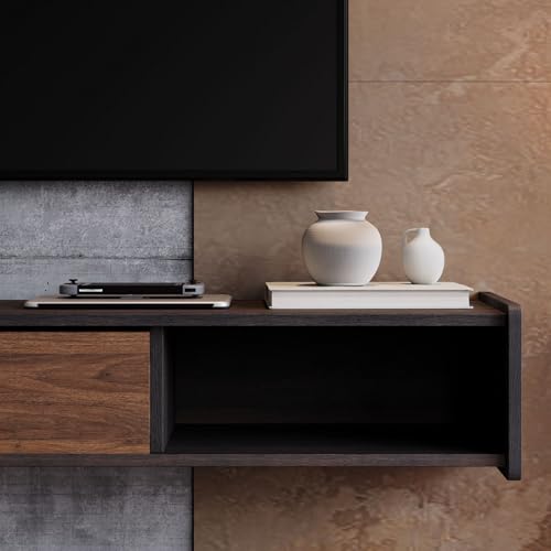 47'' Floating TV Stand,Wall Mounted TV Console,Walnut | Floating TV Cabinet, Under TV Shelf for Bedroom Living Room - color: Walnut, size: 47 IN