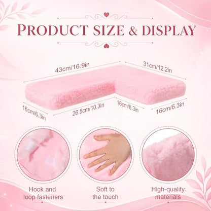 Pinkunn 3 Pack Pink Floating Corner Shelves for Wall Fuzzy Display Nail Polish Rack L-shaped Hanging Display Wall Mounted Shelf for Storing Valuable Collectible Perfume Cosmetics Handbags Vanity Decor