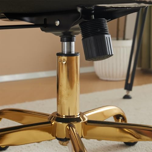 VINGLI Wide Criss Cross Legged Office Chair,Buttprint Ergonomic Desk Chair Comfy with Pillow&Gold Base,Dual-Use with/no Wheels,Adjustable Vanity Swivel Chair for Bedroom,Home Office,Teddy Fleece,White - color: Cherished White