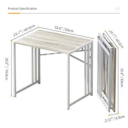 Lutown-Teen Small Folding Desk 32 Inch, Beige | No Assembly Required Small Office Desk, Writing Gaming Computer Camping Desk for Small Spaces - color: Beige, size: 32 Inch