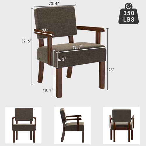 Accent Chair, Living Room Chairs Oversized with Soft Seat | Armchair with Solid Wood Frame, Comfy Reading Chair for Bedroom, Waiting Room, Home Office, Easy Assembly - color: Brown, size: Chair