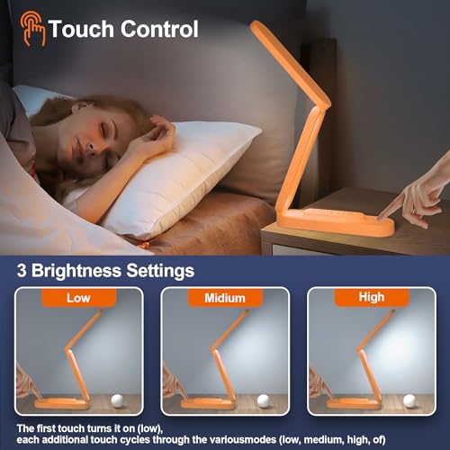 Giryuhd LED Desk Lamp for Office Home & Battery Operated Lamp Rechargeable Lamp Foldable & Portable Light, LED Desk Light Strip, 3 Brightness Dimmable Small Desk Lamp Reading Lamp (Orange) - color: Orange