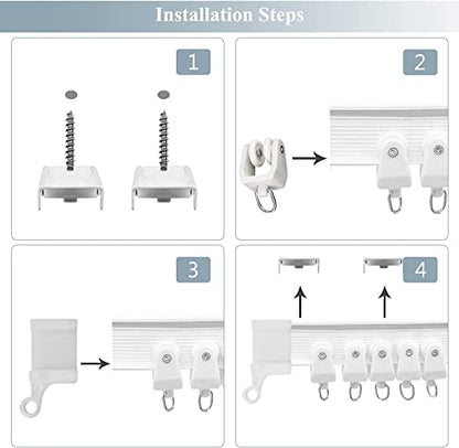 Ceiling Curtain Track, Flexible Bendable Curtain Track Wall Mount Room Divider Curved Ceiling Track System with Clips 10Ft Plastic Curtain Rails for Rv Shower Curtains - color: White, size: 10Ft