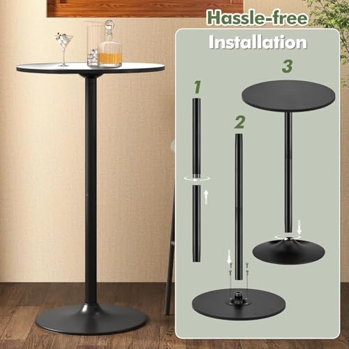 Two-in-one Adjustable Height Bar Tables, 24-inch Round Cocktail Table with Sturdy Metal Base, 40"/22" Two Convertible Height High Top Pub Table for Home Bar, Restaurant Bistro (2, Black) - color: Black, size: Diameter：23.99‘’