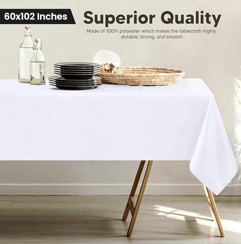 Utopia Kitchen Rectangle Table Cloth 1 Pack [60x102 Inches, White] | Tablecloth Machine Washable, Polyester Table Cover for Dining, Buffet Parties, Picnics, Events, Weddings and Restaurants - color: White, size: 1 Pack 60x102 Inch Tablecloth