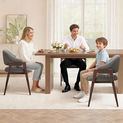 MALOL Wooden Dining Chairs Set of 2, Modern Fabric Upholstered Dining Room Chair, Kitchen Side Chairs, Farmhouse Dinner Chair with Curved Open Back for Kitchen, Grey - color: Grey, size: Set of 2
