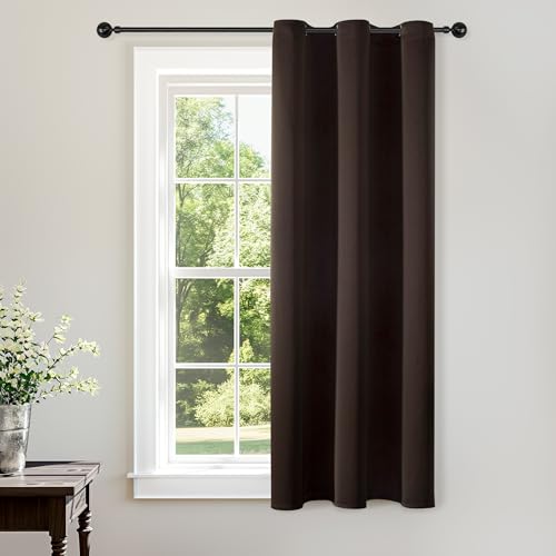 ChrisDowa Small Window Curtains 40 Inches Long for Bedroom Door Curtain | 29W x 40L, Brown Room Darkening Drapes, Doorway Curtain for Living Room/Kitchen/Closet, Grommet Thermal Insulated, 1 Panel - color: Brown, size: 29"W x 40"L (Pack of 1)