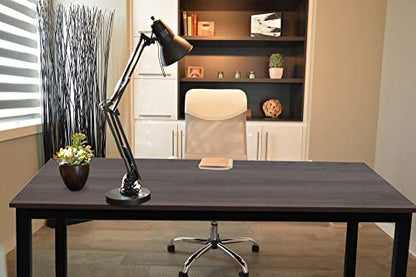 55 inch Large Computer Desk Wood, Modern Simple Style Desk for Home Office, Bedroom, Study Student Writing Desk, Small Spaces, Black Metal Frame, Walnut Top - color: Walnut, size: 55"