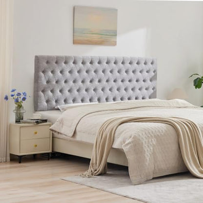 Upholstered Queen Headboard Only, Premium Linen Button Tufted Headboards, Adjustable Solid Wood Head Board, Padded Headboard with Solid Wood Legs in Bedroom (Grey) - color: Gray, size: High Queen