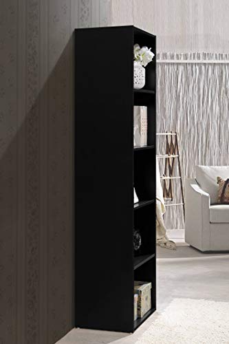 Hodedah Import 5 Shelf Bookcase, Black - color: Black, size: 5-Shelf