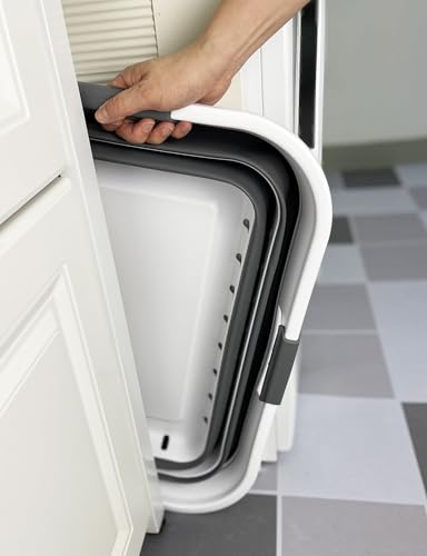 SAMMART 42L (11 gallon) Collapsible Plastic Laundry Basket - Foldable Pop Up Storage Container/Organizer - Space Saving Hamper/Basket (1, White/Steel Gray) - color: White/Steel Gray
