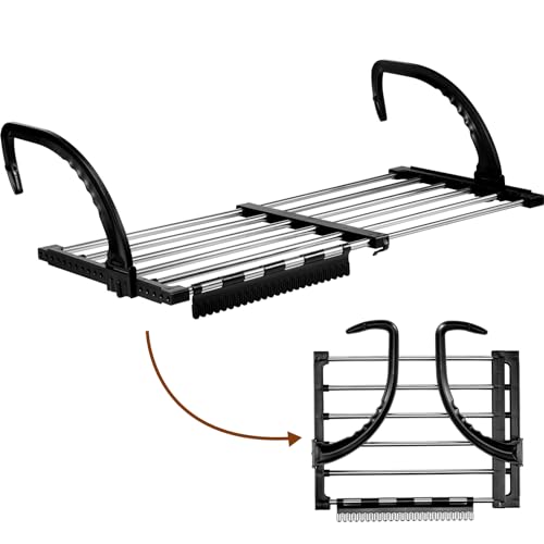 Portable Clothes Drying Rack for Balcony,29"x13" Foldable Railings Windowsill, Retractable Radiator Clothes Airer,Folding Towel Rack Indoor Outdoor Travel RV Laundry Rack with Clips - size: A-29"x13"