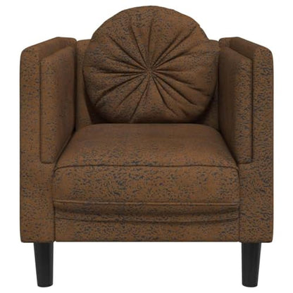 Brown Faux Suede Leather Armchair with Solid Wood Frame, Stain Resistant Upholstered Chair for Living Room Bedroom - color: Brown, size: 1 & Sofa