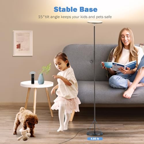 LED Floor Lamp, 3000LM 30W Super Bright Standing Lamp, 300W Equivalent Modern Torchiere Sky Lamp, 2700K-6500K Stepless Dimming with Remote & Touch Control, 69" Tall Lamp for Living Room Bedroom Office