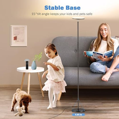 LED Floor Lamp, 3000LM 30W Super Bright Standing Lamp, 300W Equivalent Modern Torchiere Sky Lamp, 2700K-6500K Stepless Dimming with Remote & Touch Control, 69" Tall Lamp for Living Room Bedroom Office